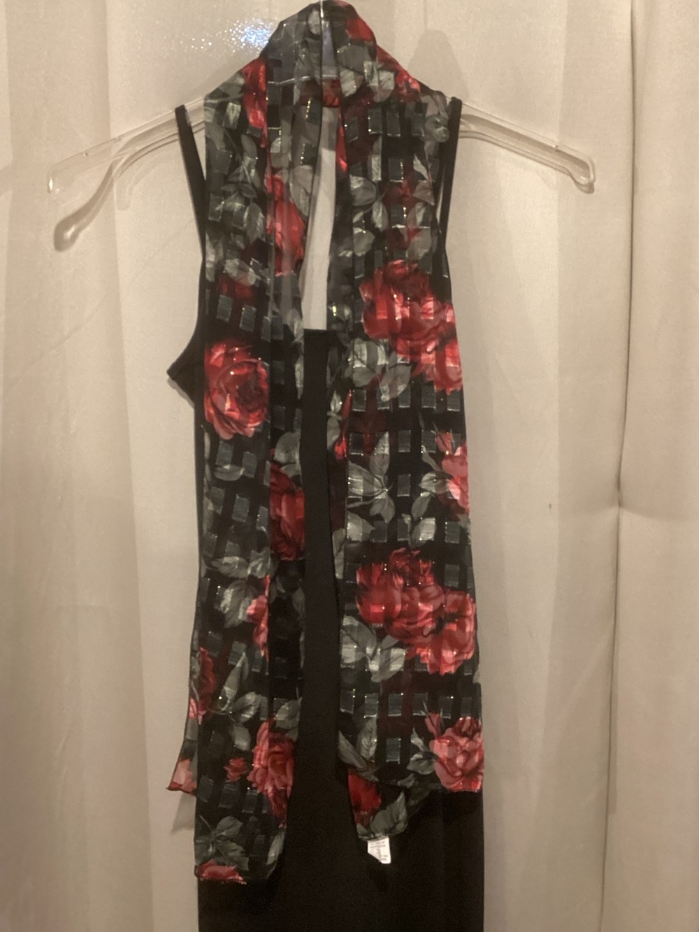 Slip style spaghetti, strap maxi dress with scarf accent